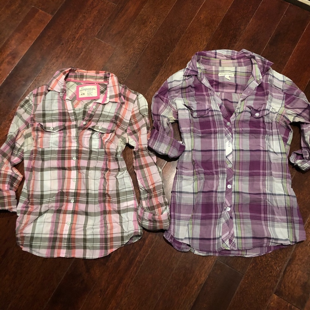 SOLD • AERO Aeropostale Plaid Button-Down Shirts